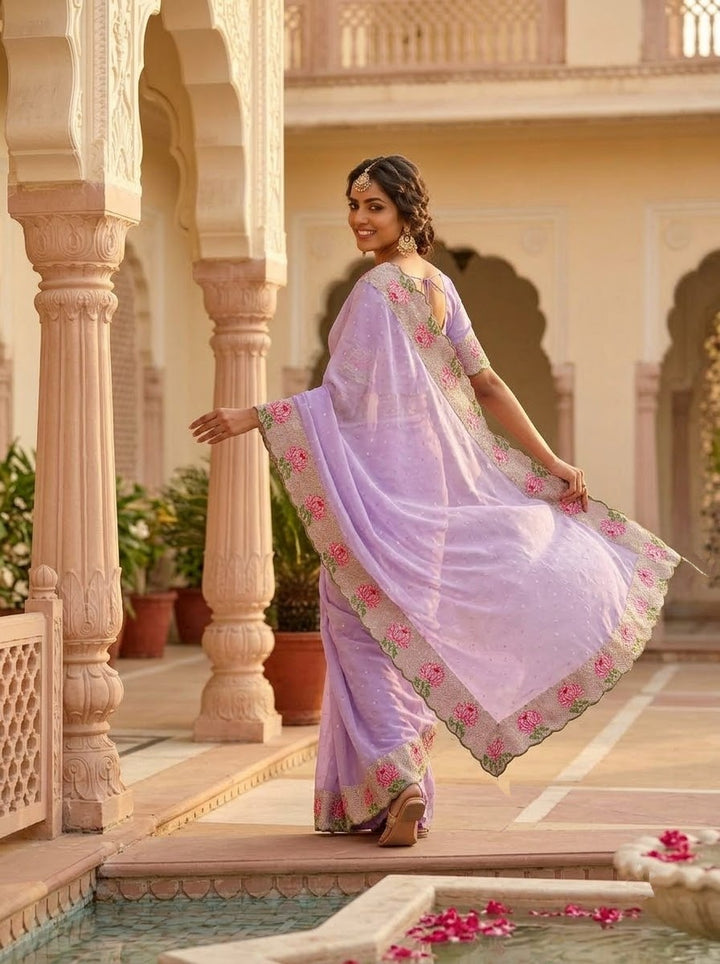 Emerald Noir- Silk (Semi) Saree with Mirror Work