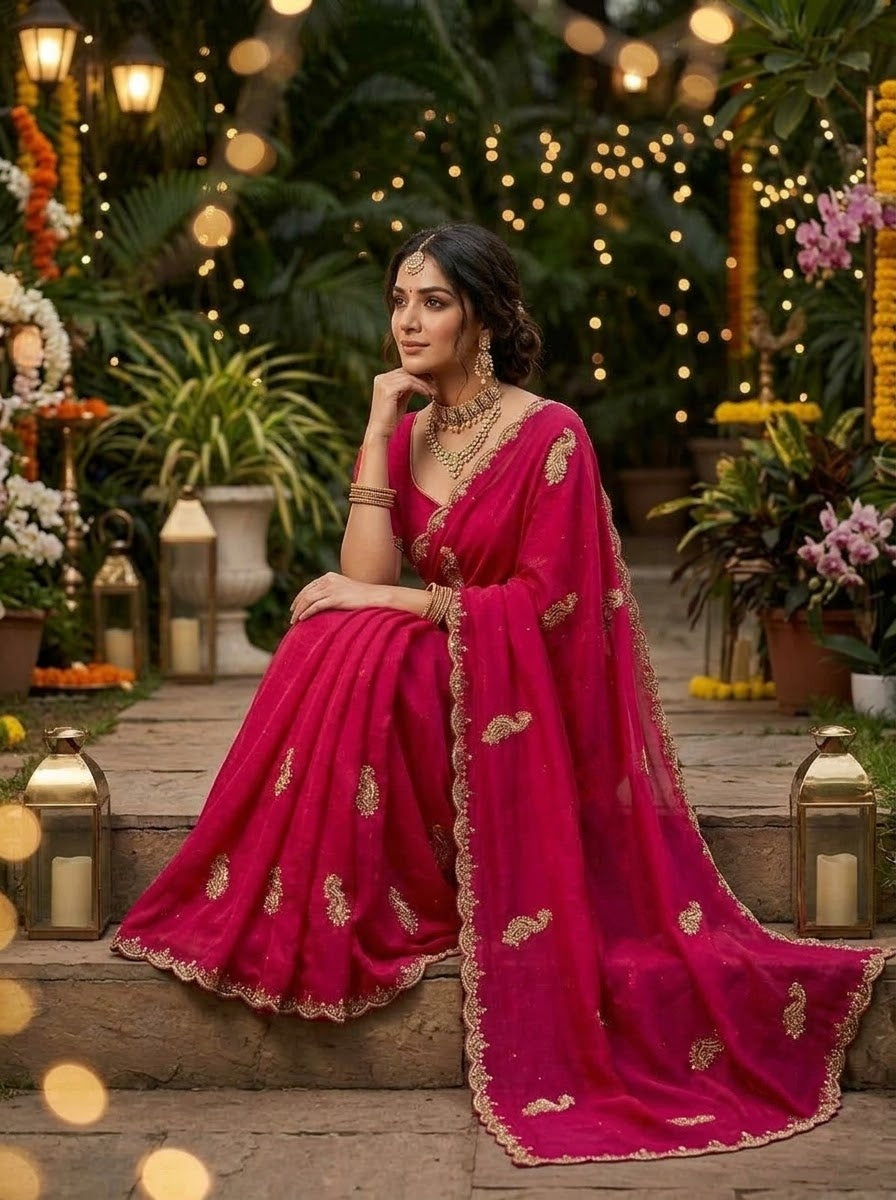 Elowen Glow  Rangoli Crush Silk Saree