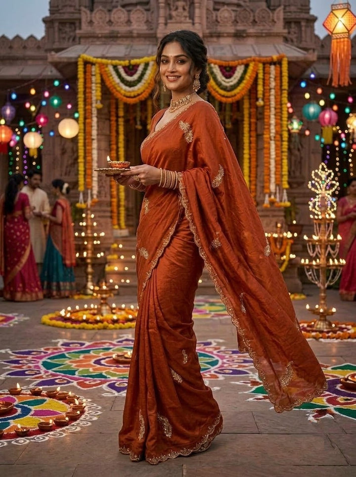 Elowen Glow  Rangoli Crush Silk Saree