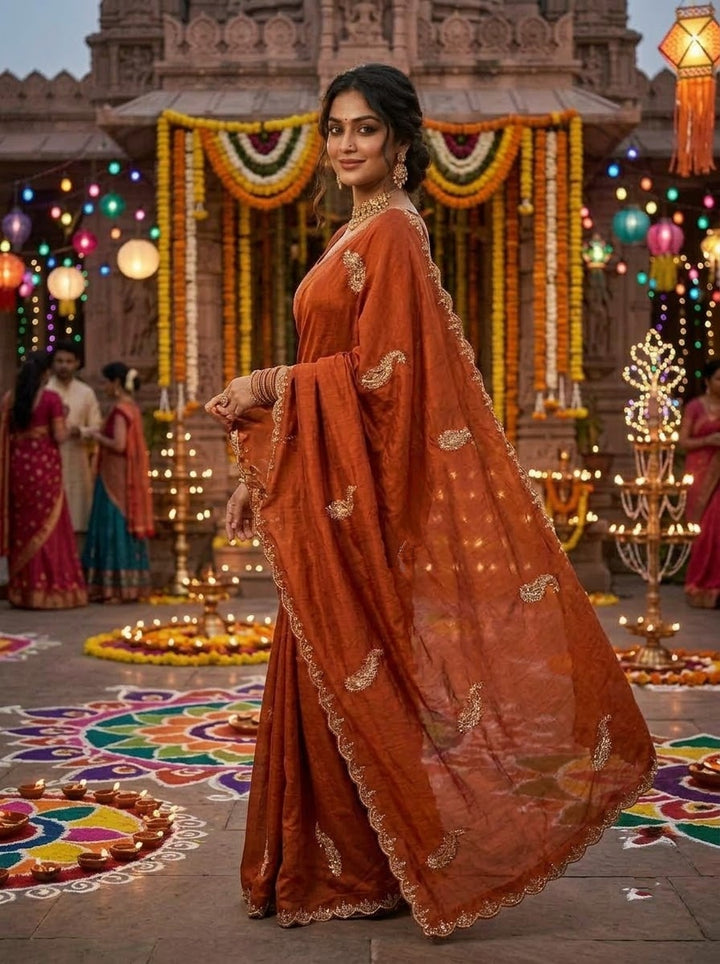Elowen Glow  Rangoli Crush Silk Saree