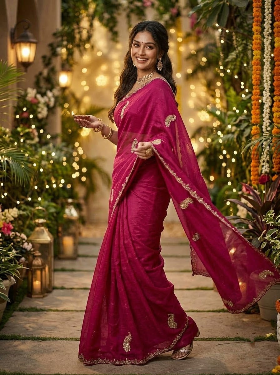 Elowen Glow  Rangoli Crush Silk Saree