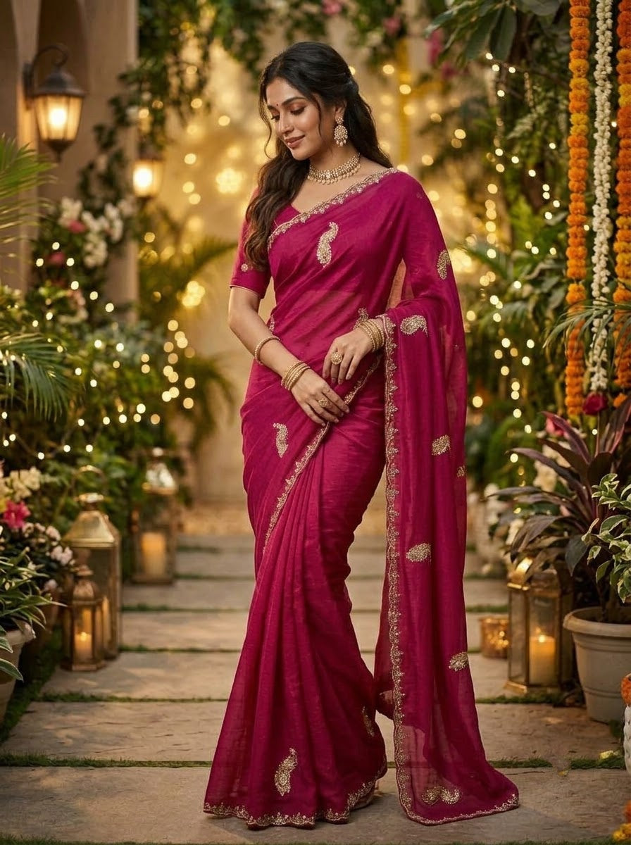 Elowen Glow  Rangoli Crush Silk Saree