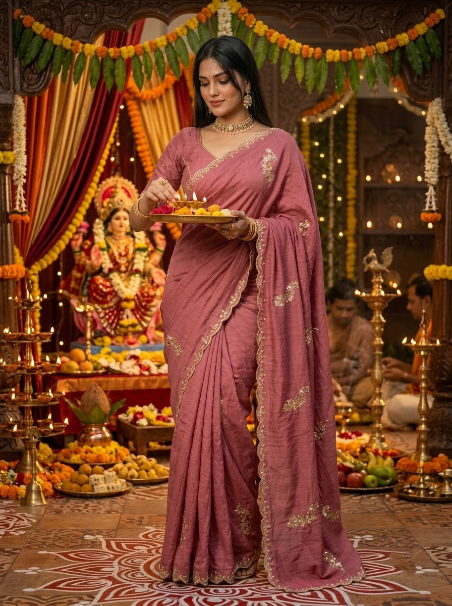 Elowen Glow  Rangoli Crush Silk Saree