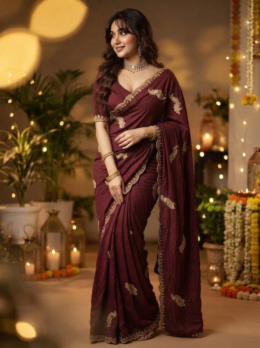Elowen Glow  Rangoli Crush Silk Saree