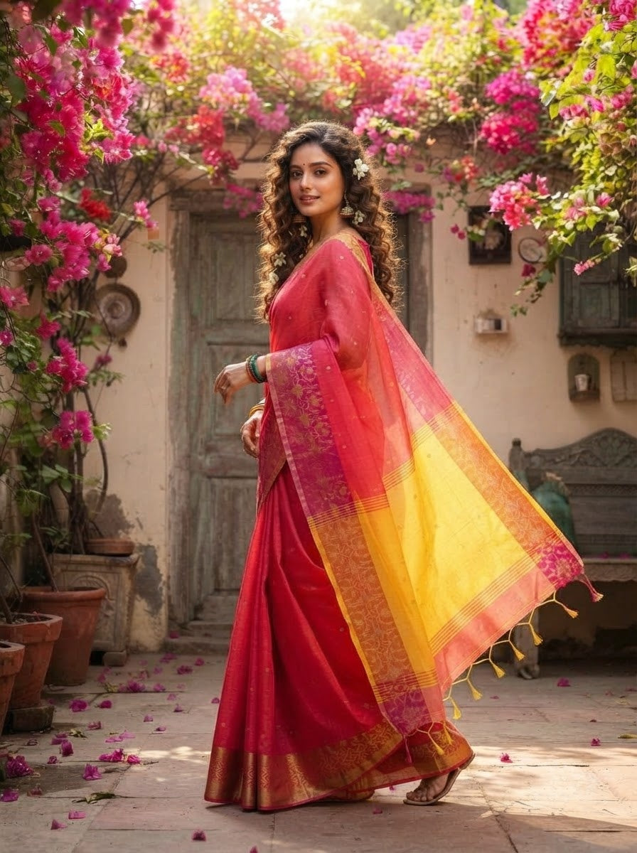 Ranga Priya khadi Jamdani Saree