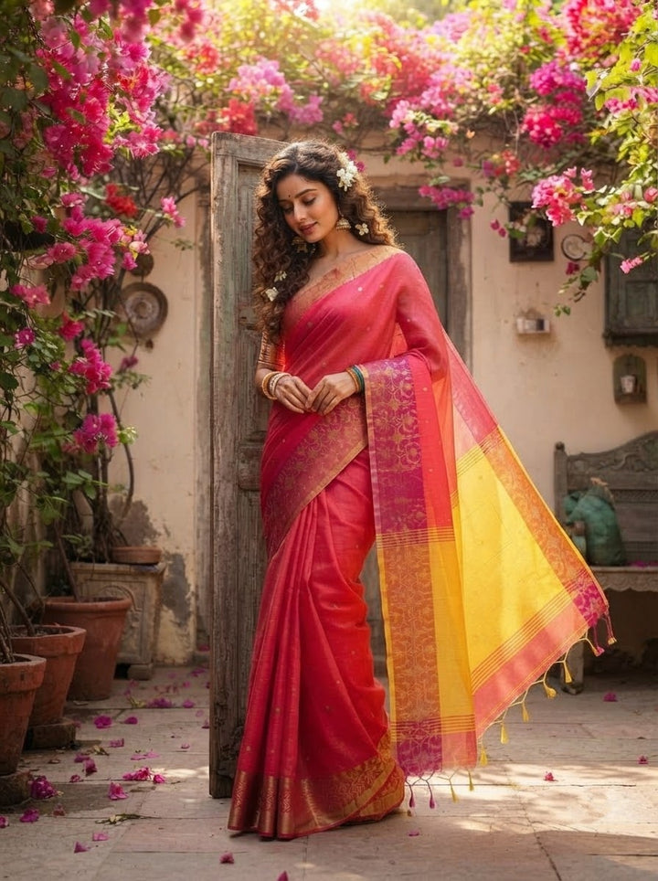 Ranga Priya khadi Jamdani Saree