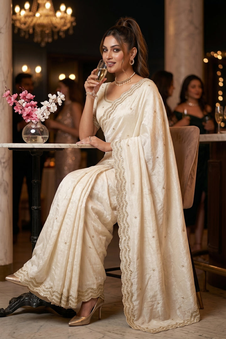 Ethnic Spiral Fancy Silk Saree