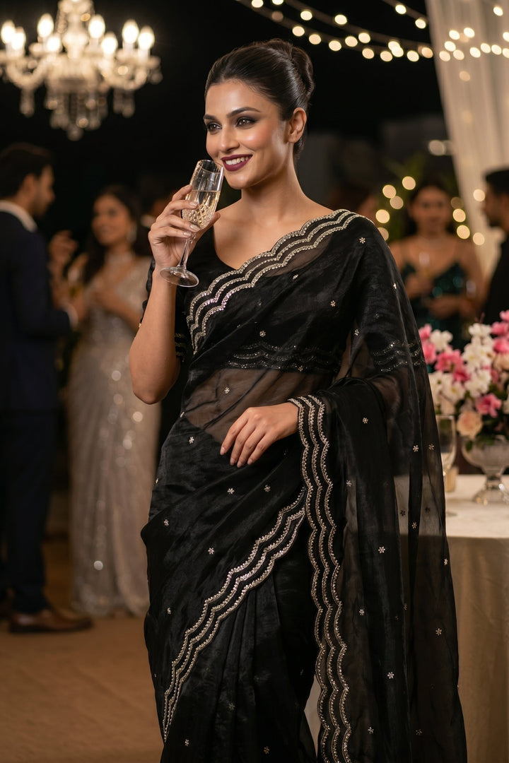 Ethnic Spiral Fancy Silk Saree