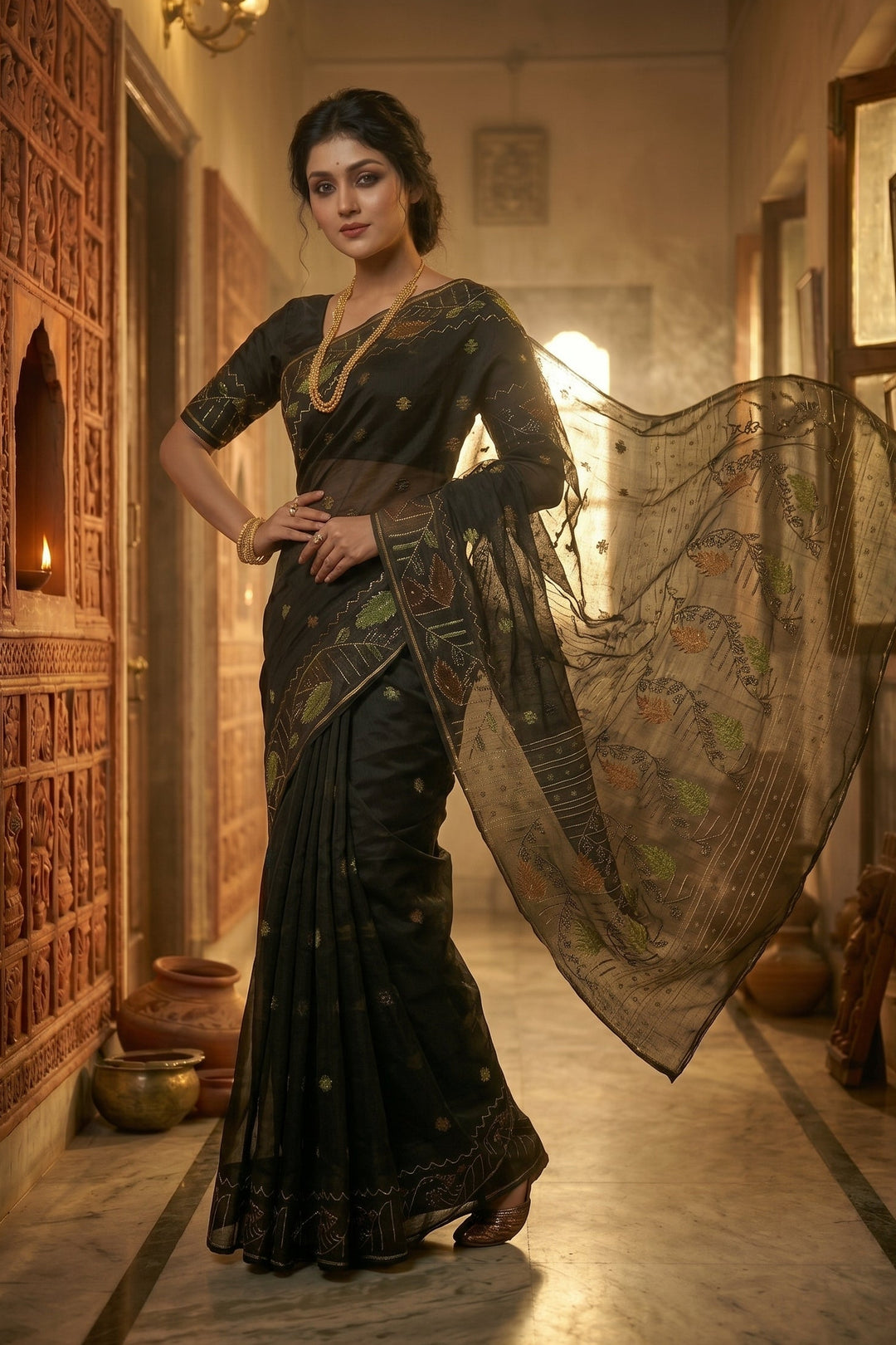 Swarnalekha Dhakai Jamdani Saree