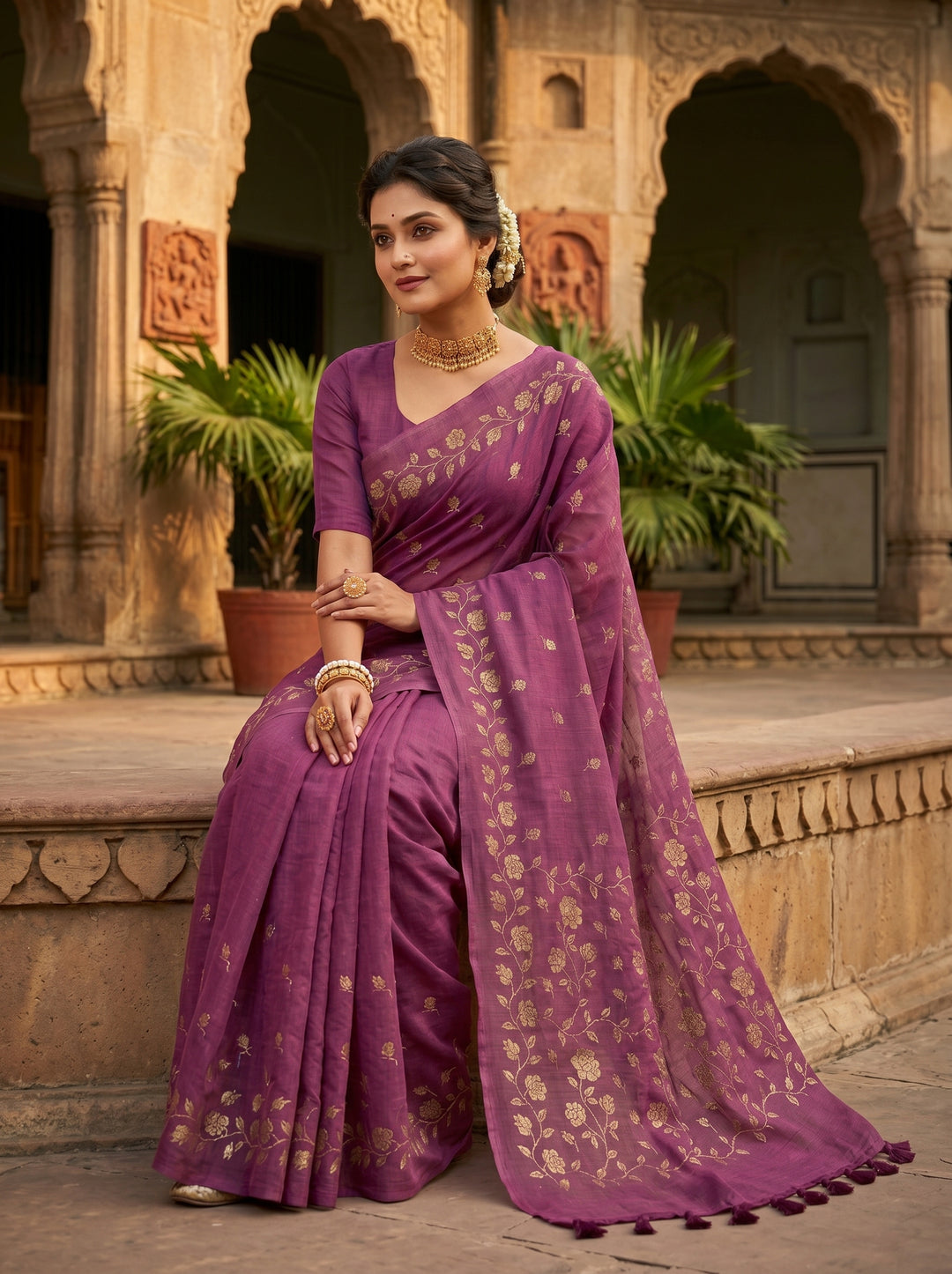 Pushpakunj Pure Mul Cotton Saree