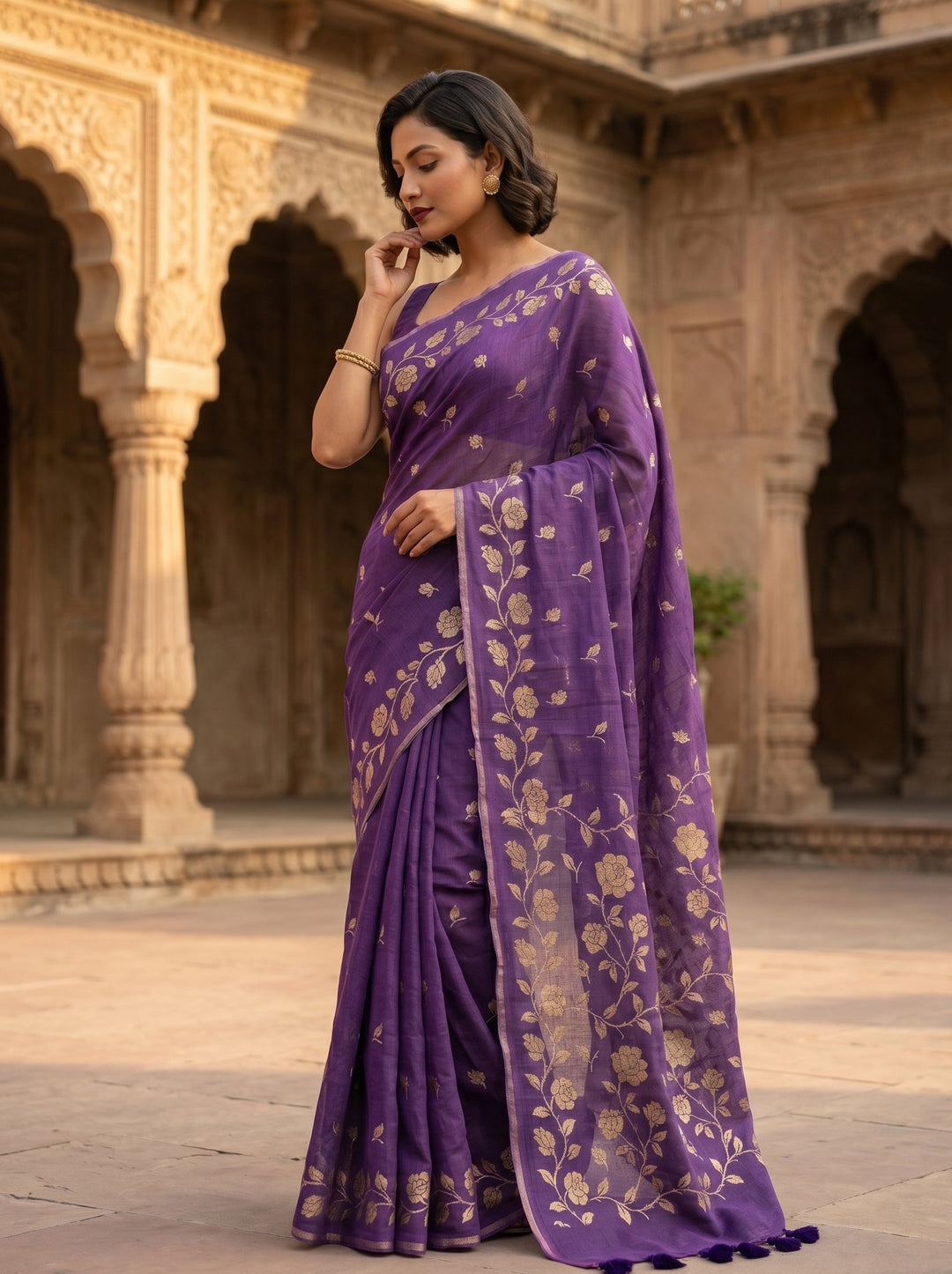 Pushpakunj Pure Mul Cotton Saree
