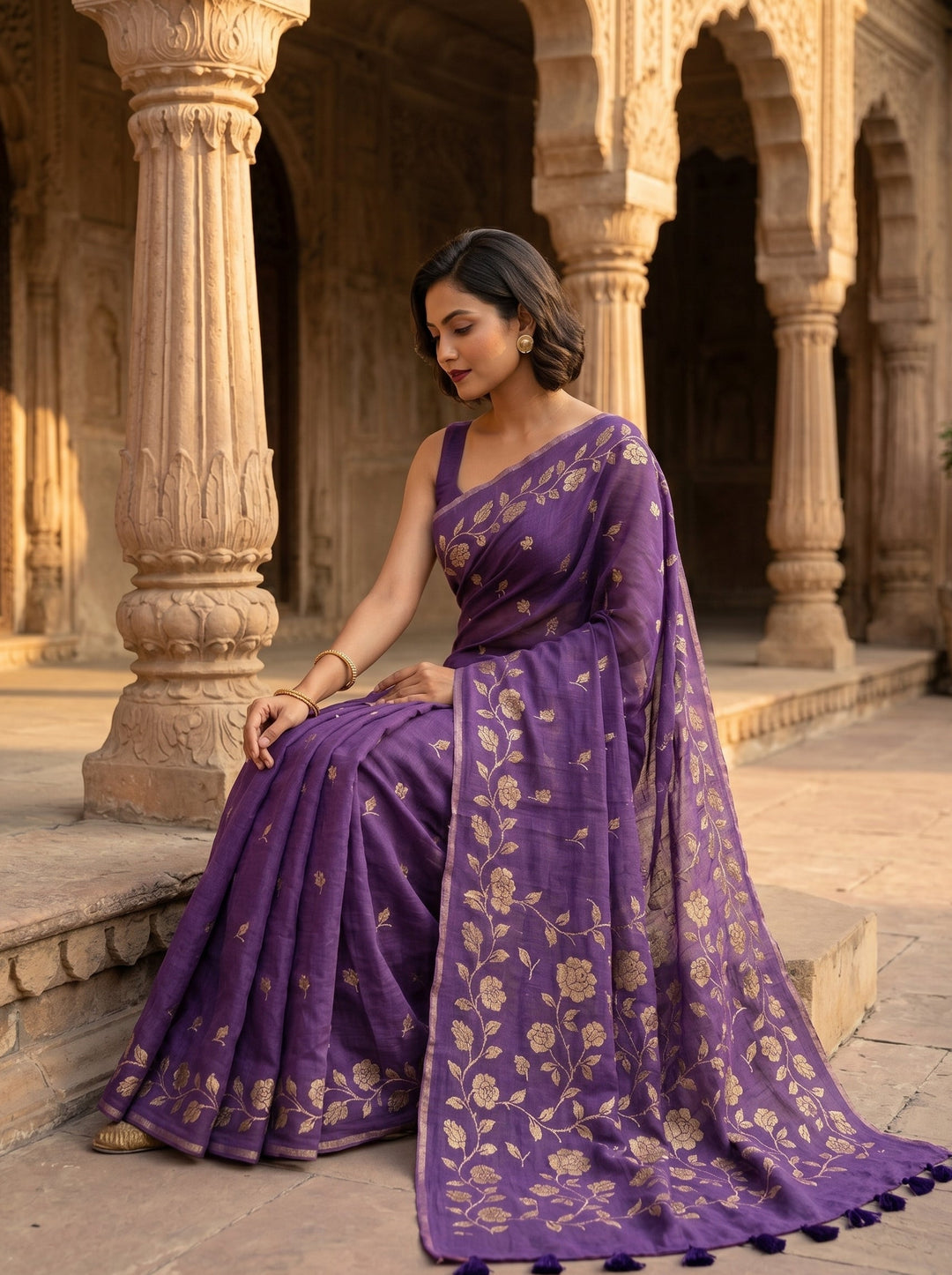 Pushpakunj Pure Mul Cotton Saree