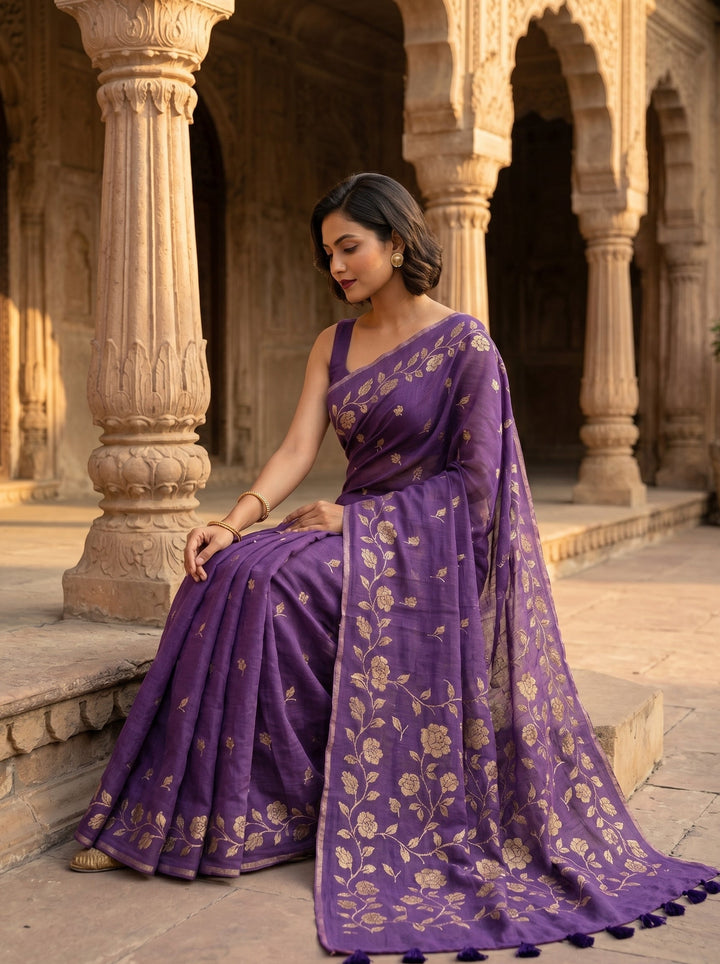 Pushpakunj Pure Mul Cotton Saree