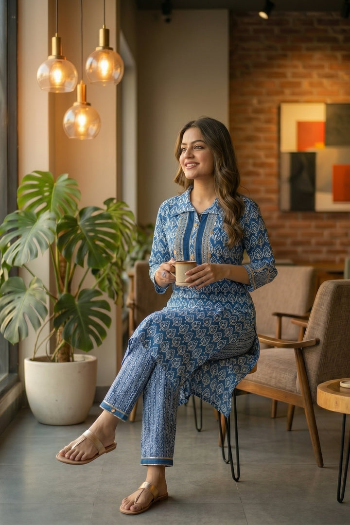 Indigo Gini Kurti Set
