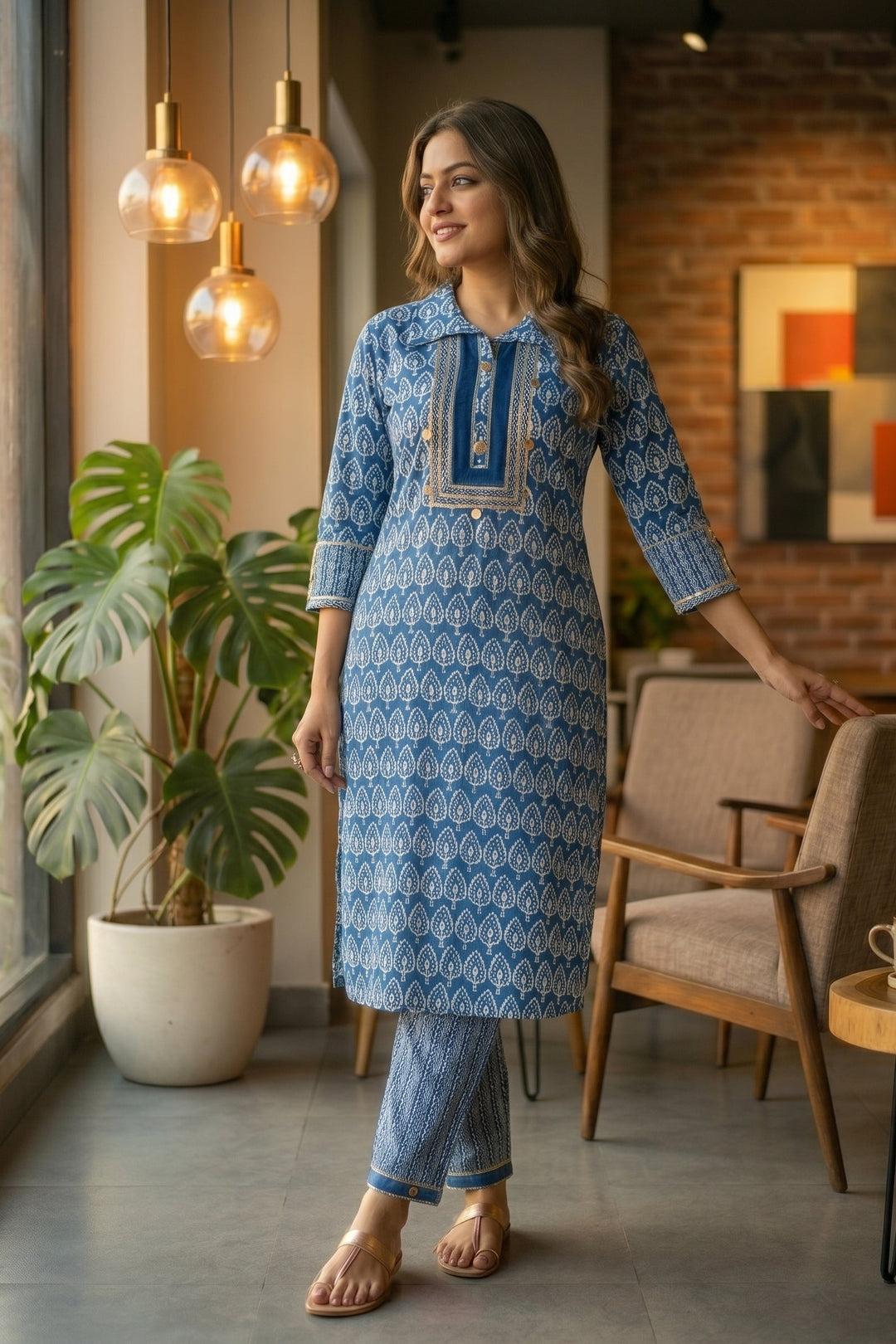 Indigo Gini Kurti Set