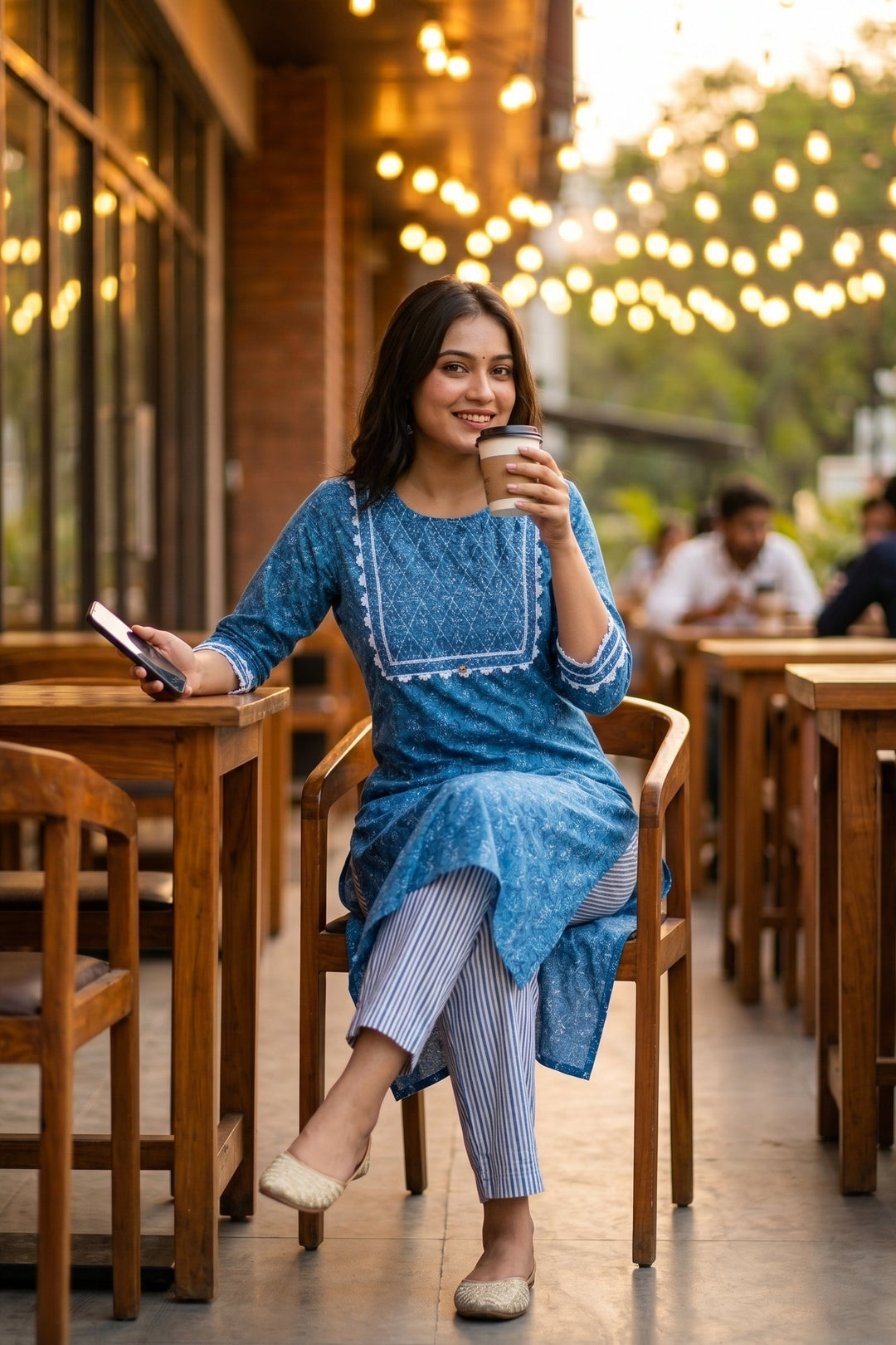 Blue Light-Kurti Set