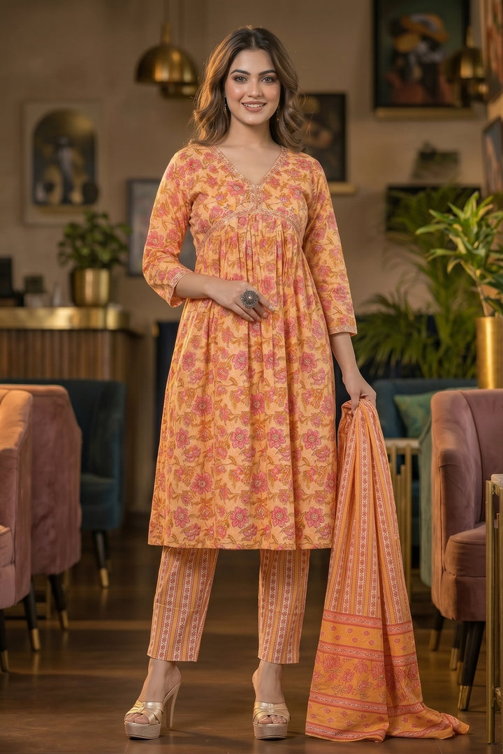 Ethnic Crush - The Jaipuri Kurti Set (Mellow Yellow)