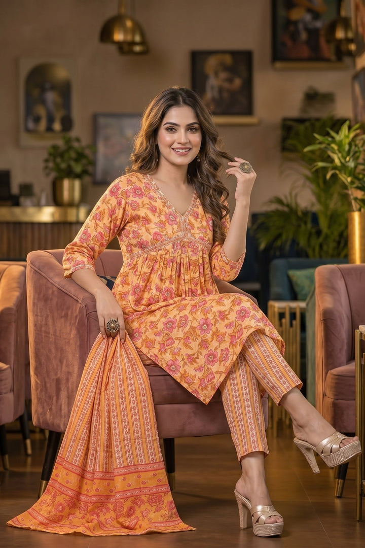 Ethnic Crush - The Jaipuri Kurti Set (Mellow Yellow)