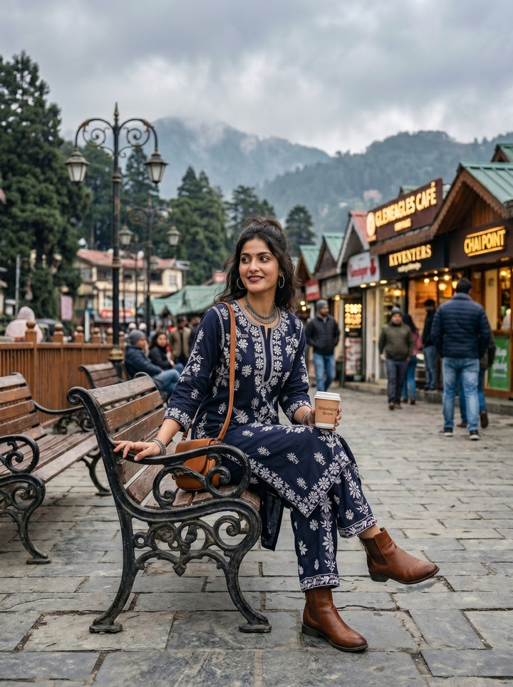 The Floating Cloud Rayon Kurti Set