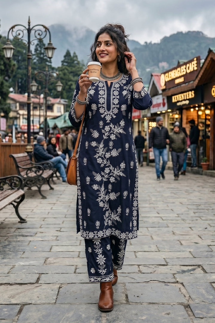 The Floating Cloud Rayon Kurti Set