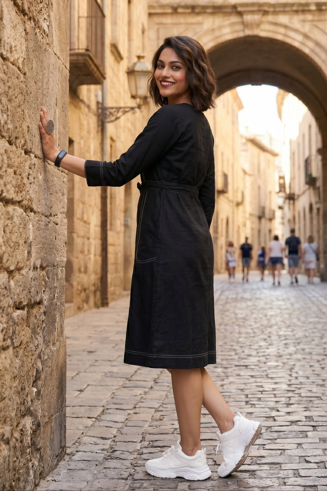Blessed With- Cotton Dress(Black)