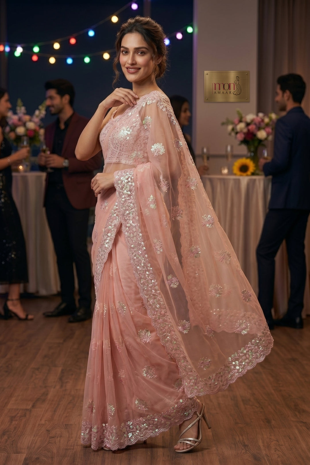 Glimmering Allure Net Saree