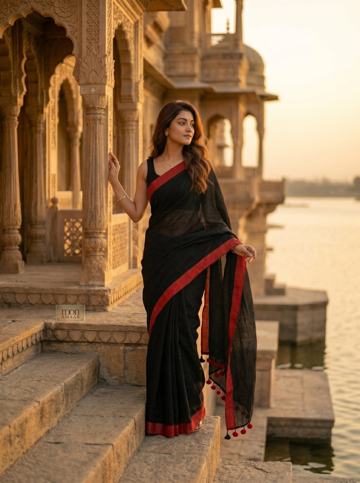 Check Style Bengal Khadi Cotton Saree
