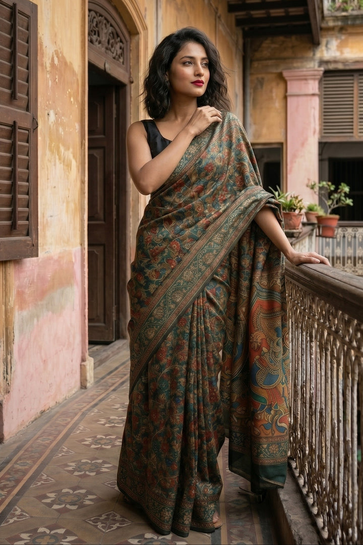 Special Kalamkari Fancy Linen Saree