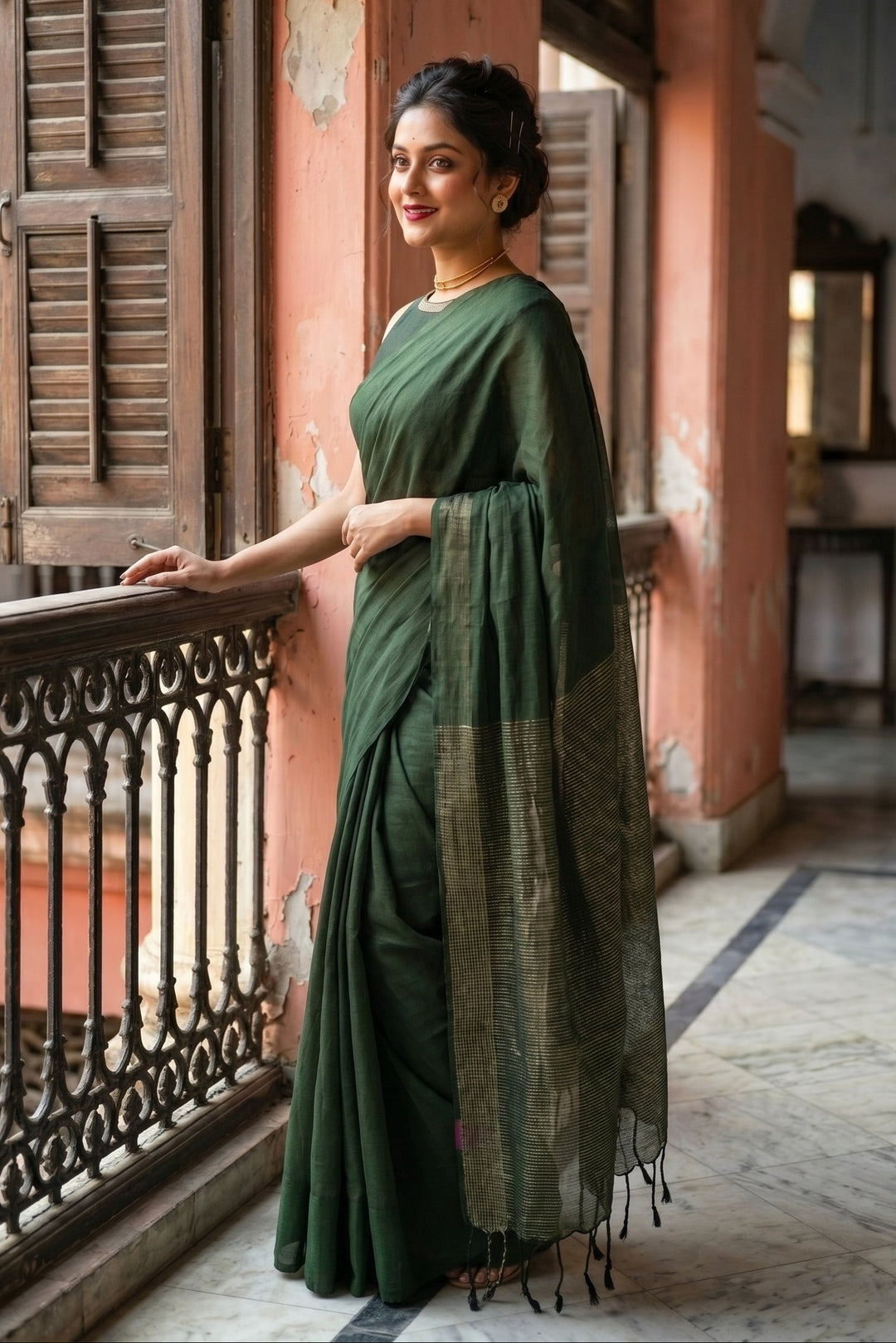 Being Desi- Stripe Khadi Cotton Saree