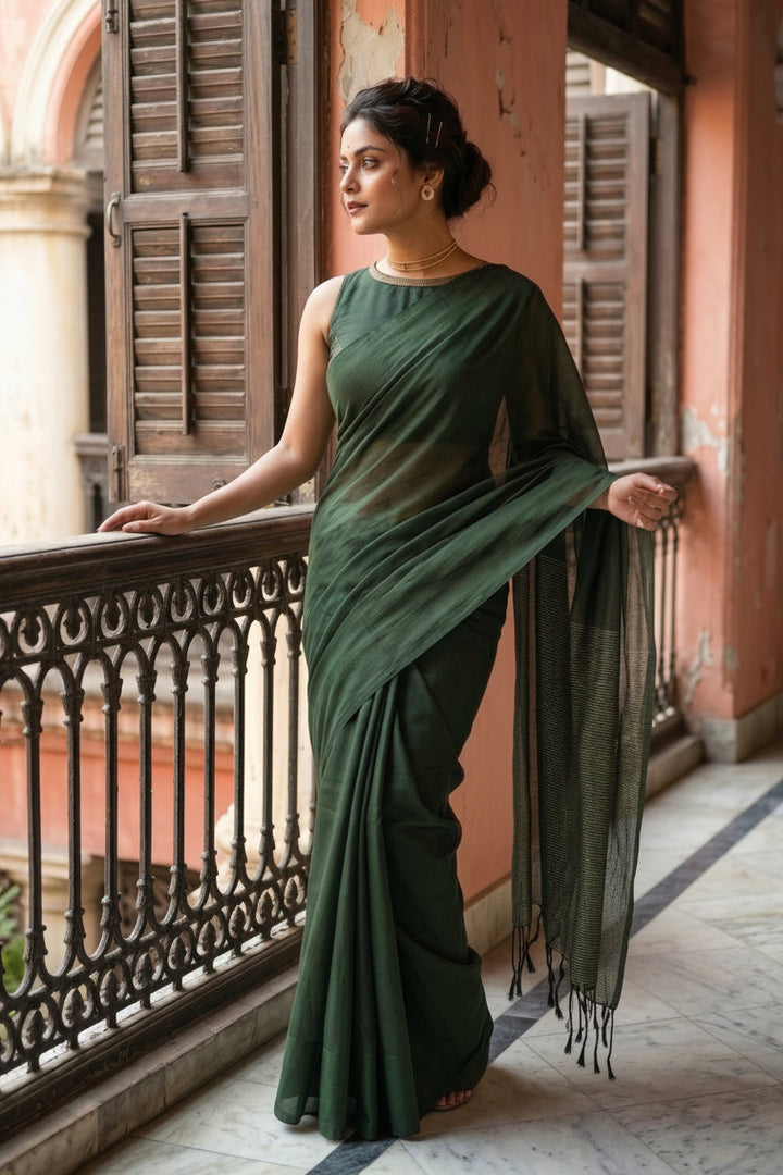 Being Desi- Stripe Khadi Cotton Saree