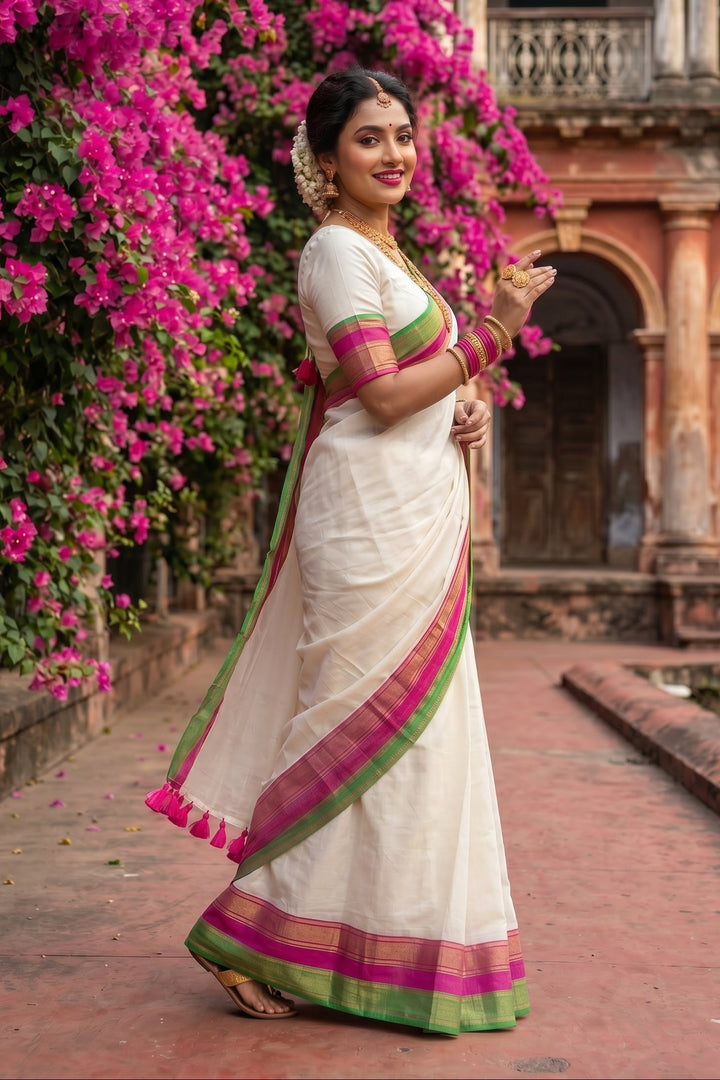Shubhra Chitra Mul Cotton Saree