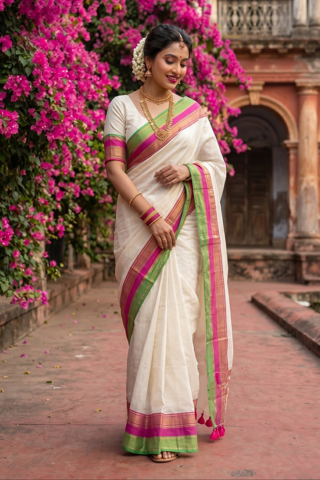 Shubhra Chitra Mul Cotton Saree