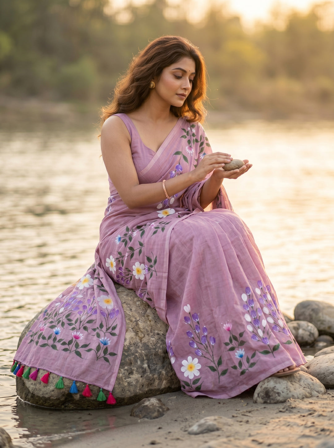 Wildflower Whisper Mul Cotton Saree