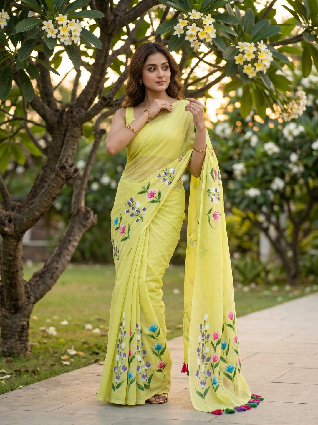 Wildflower Whisper Mul Cotton Saree
