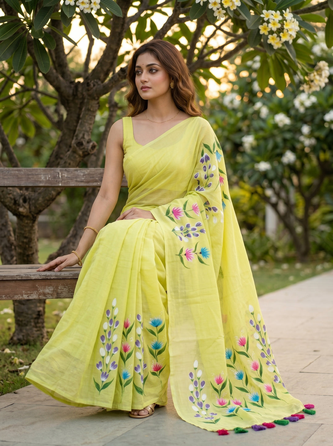 Wildflower Whisper Mul Cotton Saree