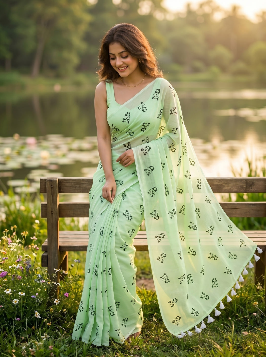 Little Panda Tale Mul Cotton Saree
