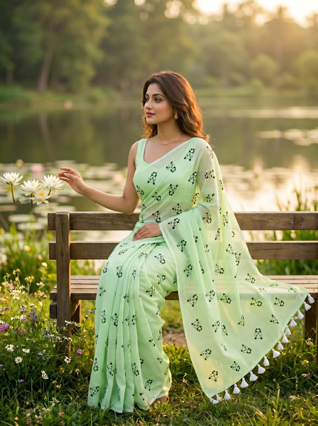 Little Panda Tale Mul Cotton Saree