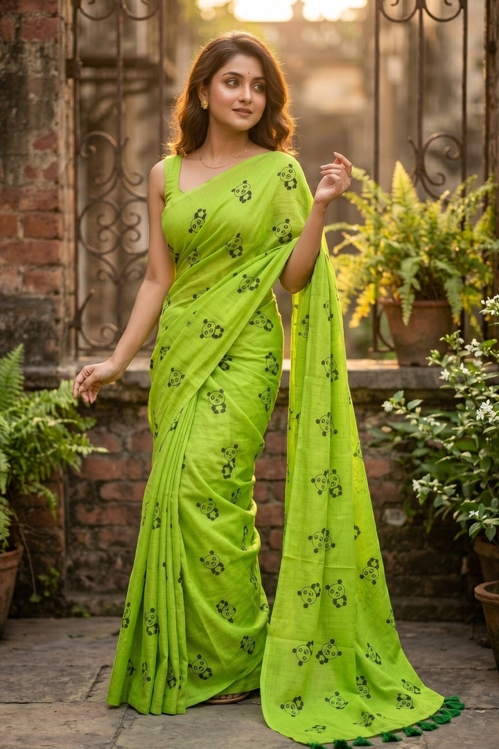 Little Panda Tale Mul Cotton Saree