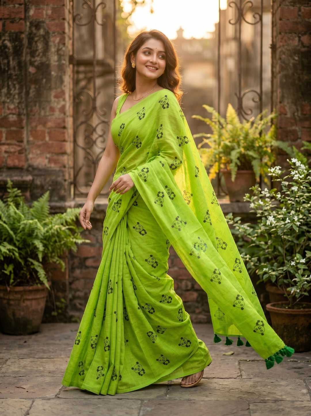 Little Panda Tale Mul Cotton Saree