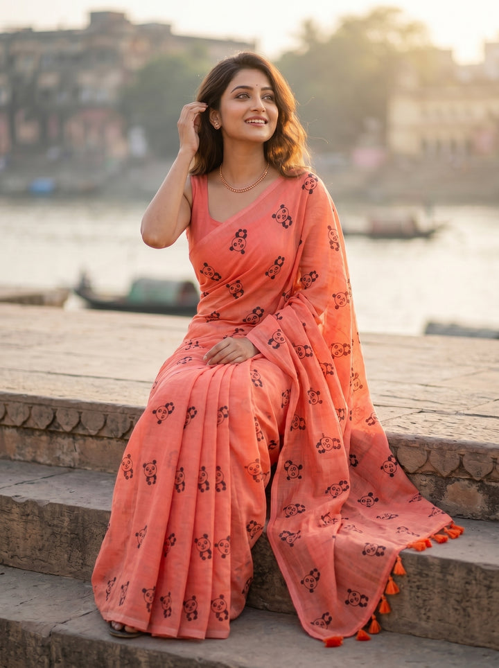 Little Panda Tale Mul Cotton Saree
