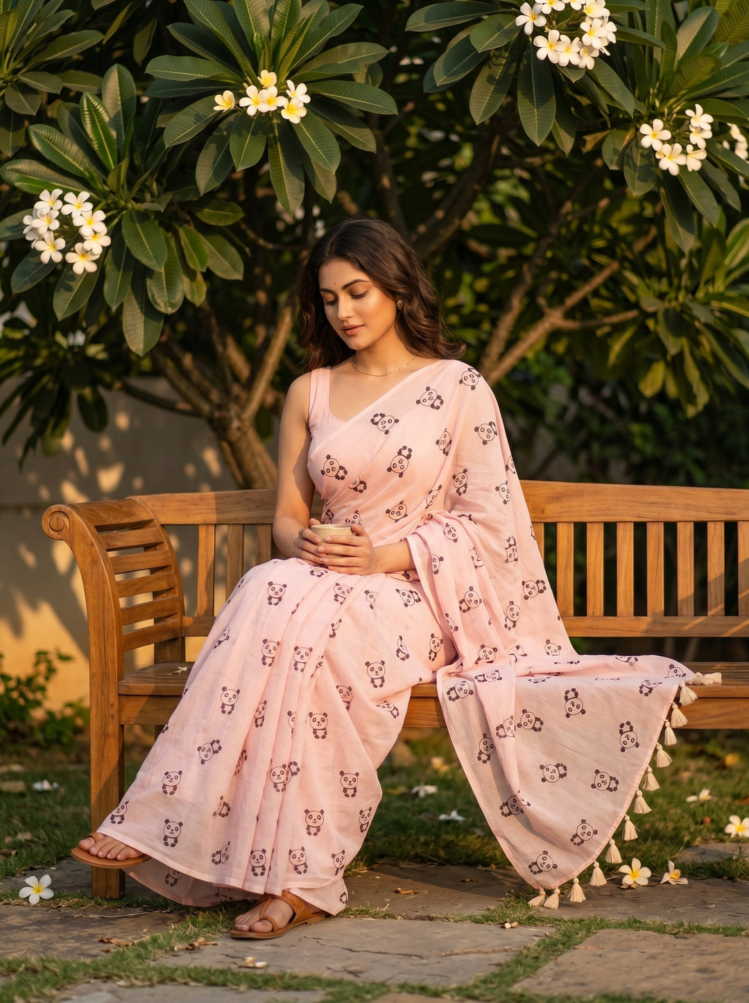 Little Panda Tale Mul Cotton Saree