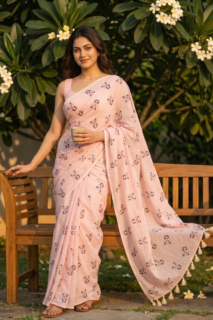 Little Panda Tale Mul Cotton Saree