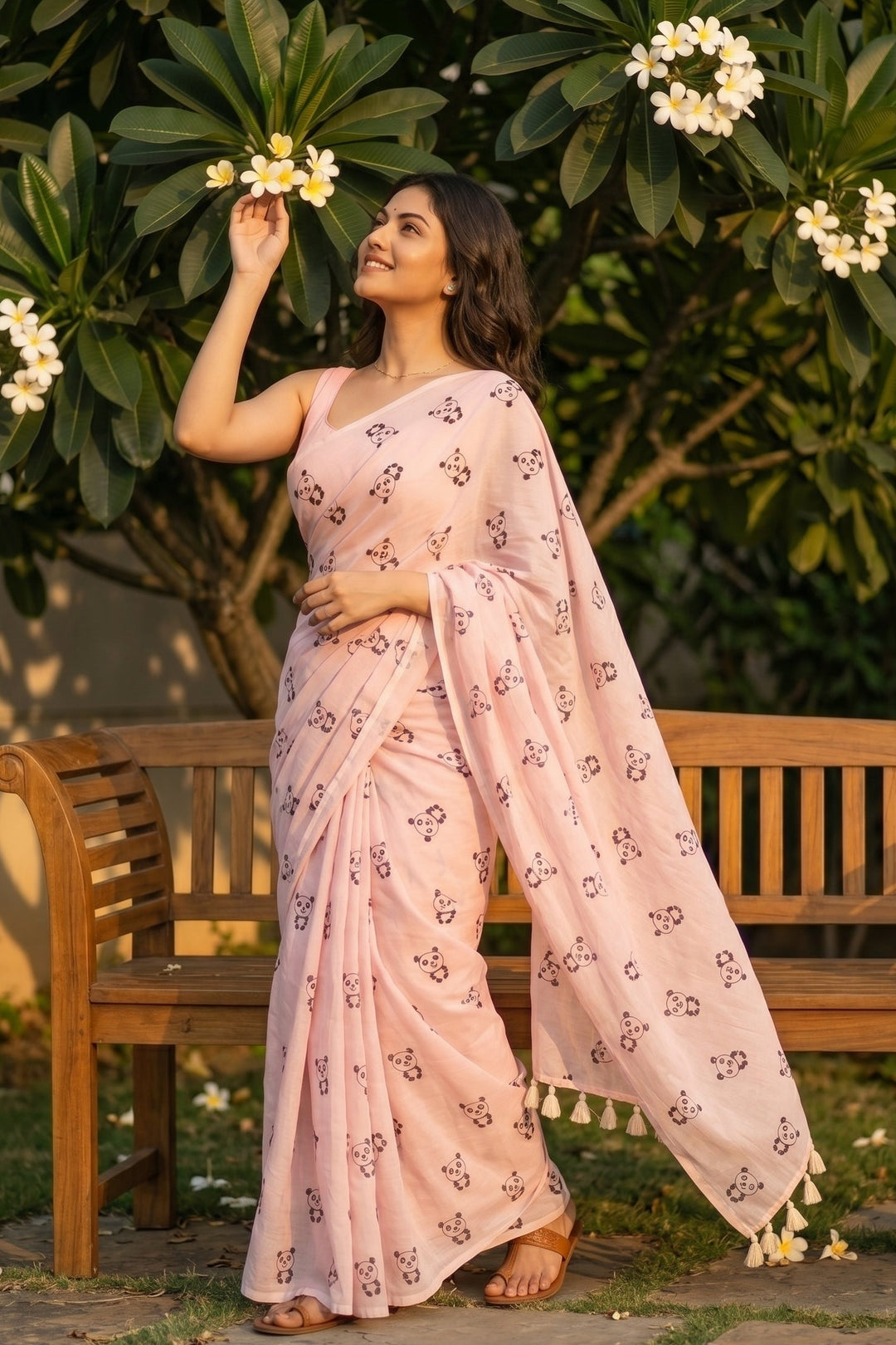 Little Panda Tale Mul Cotton Saree