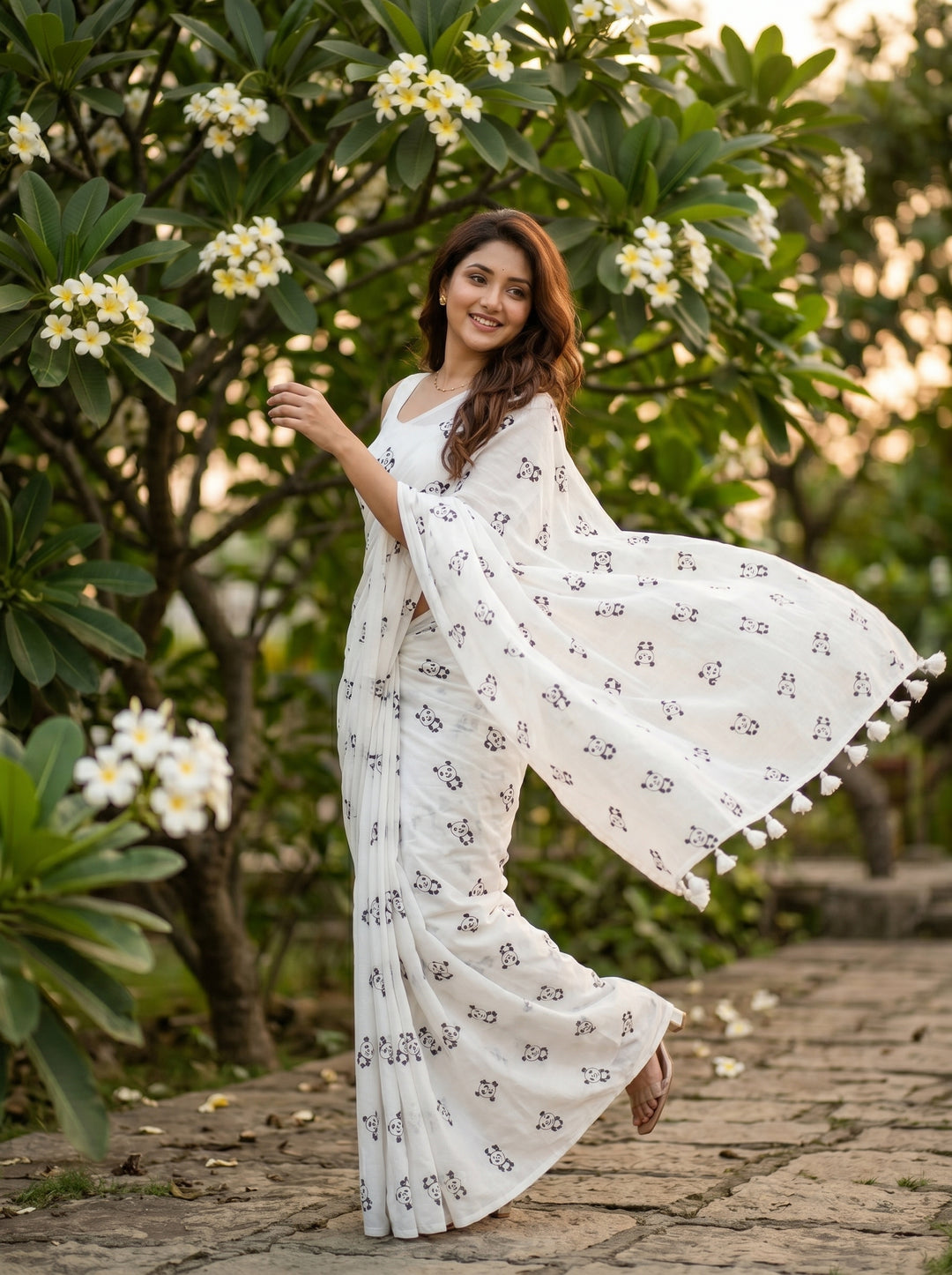 Little Panda Tale Mul Cotton Saree