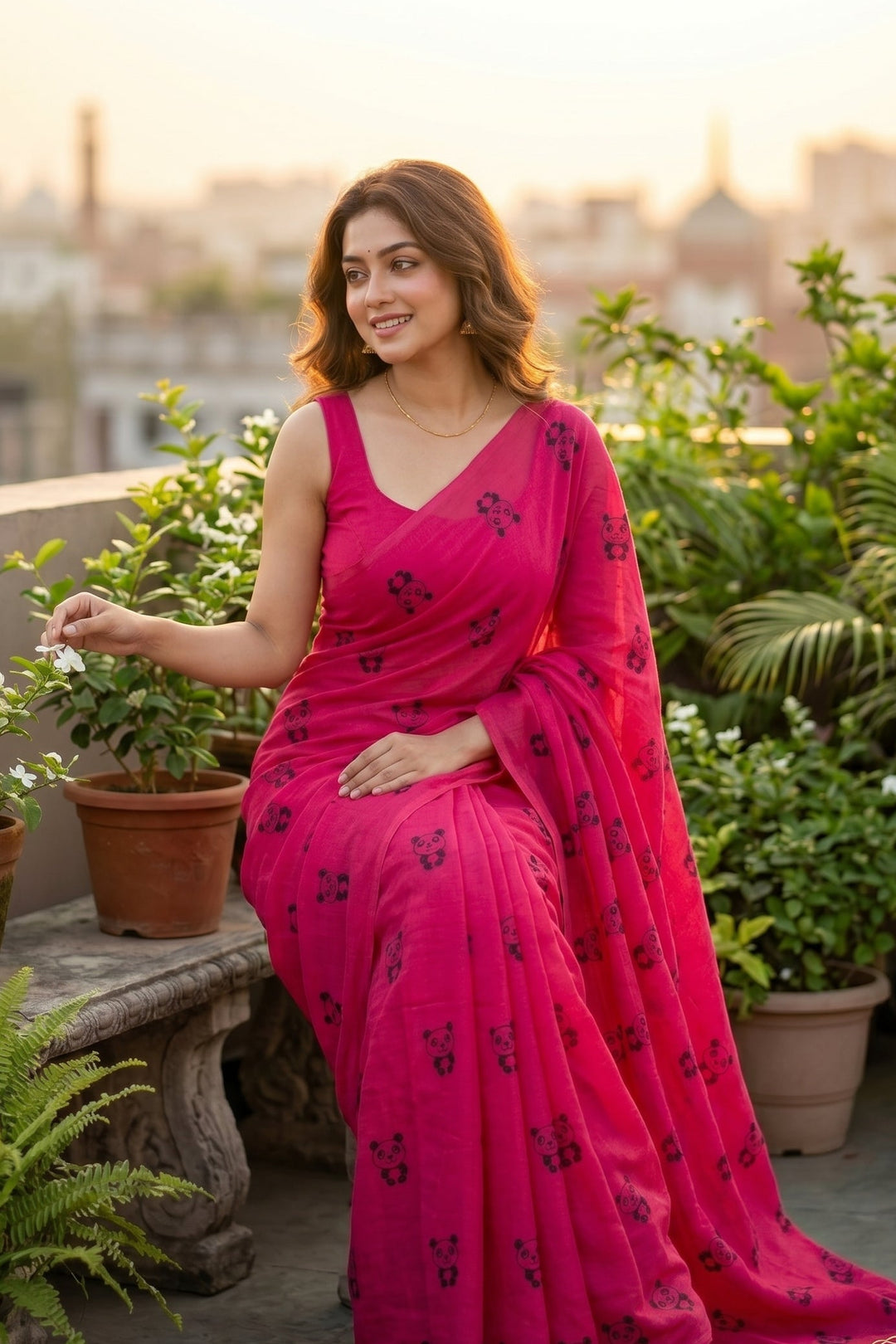 Little Panda Tale Mul Cotton Saree