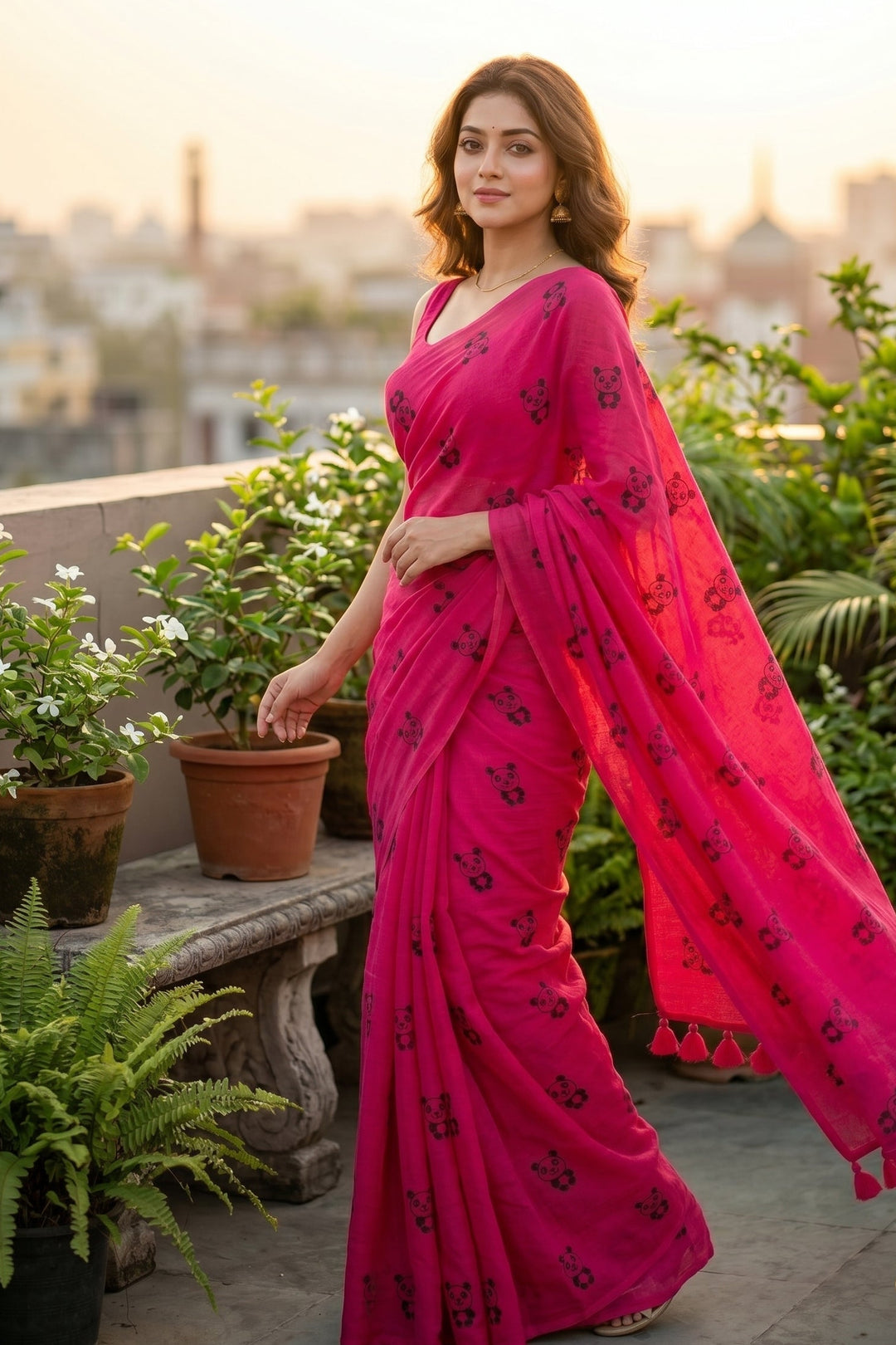 Little Panda Tale Mul Cotton Saree