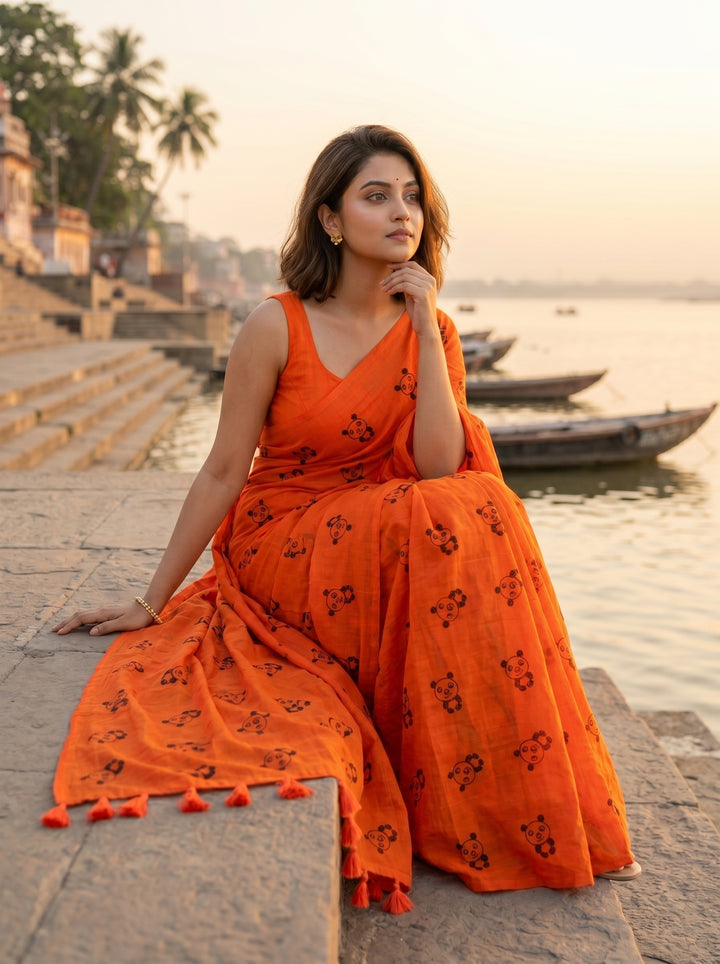 Little Panda Tale Mul Cotton Saree