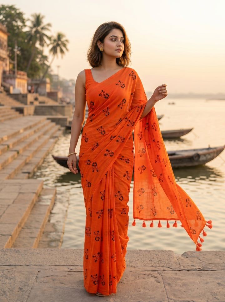 Little Panda Tale Mul Cotton Saree