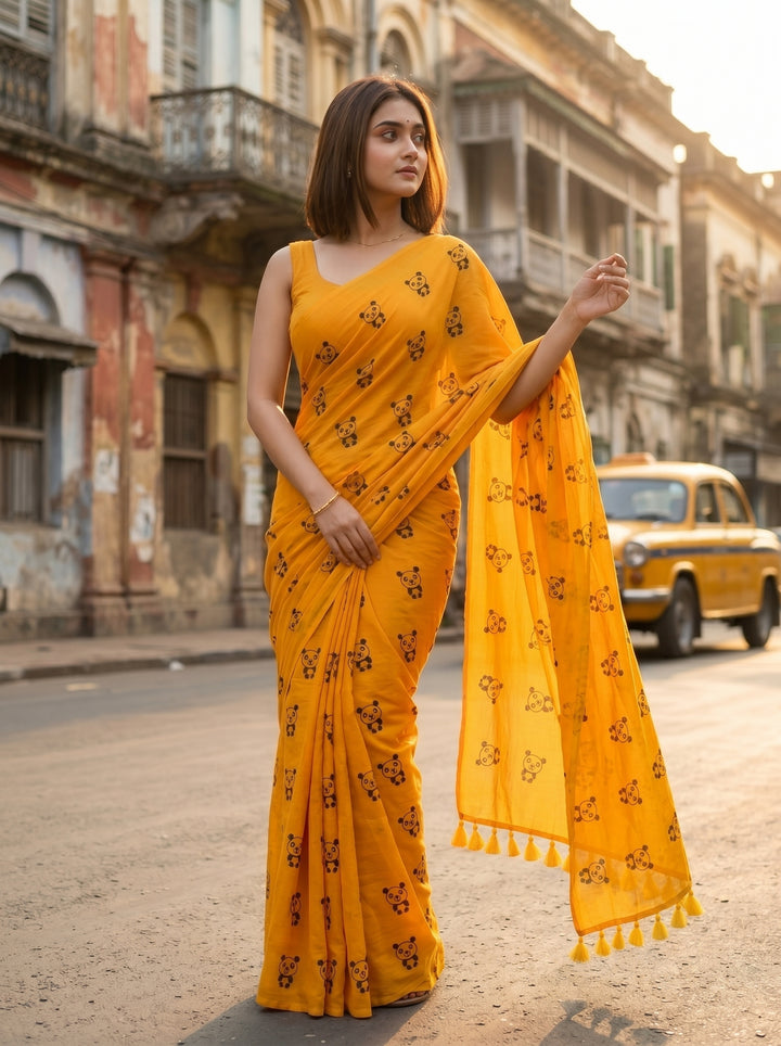 Little Panda Tale Mul Cotton Saree