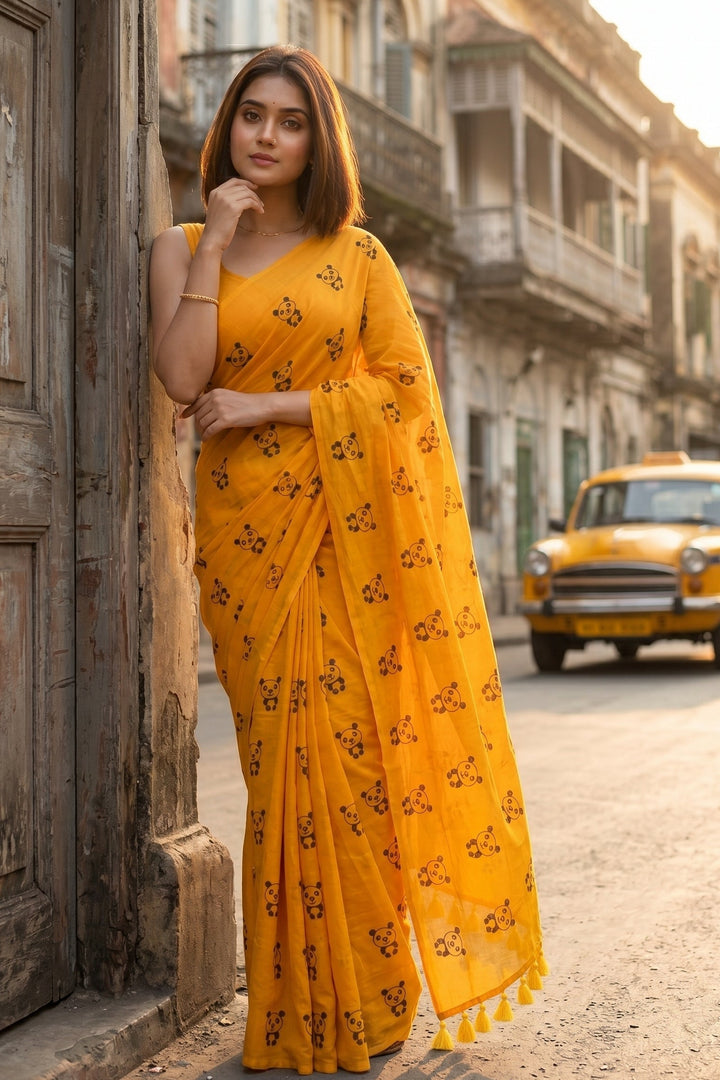 Little Panda Tale Mul Cotton Saree